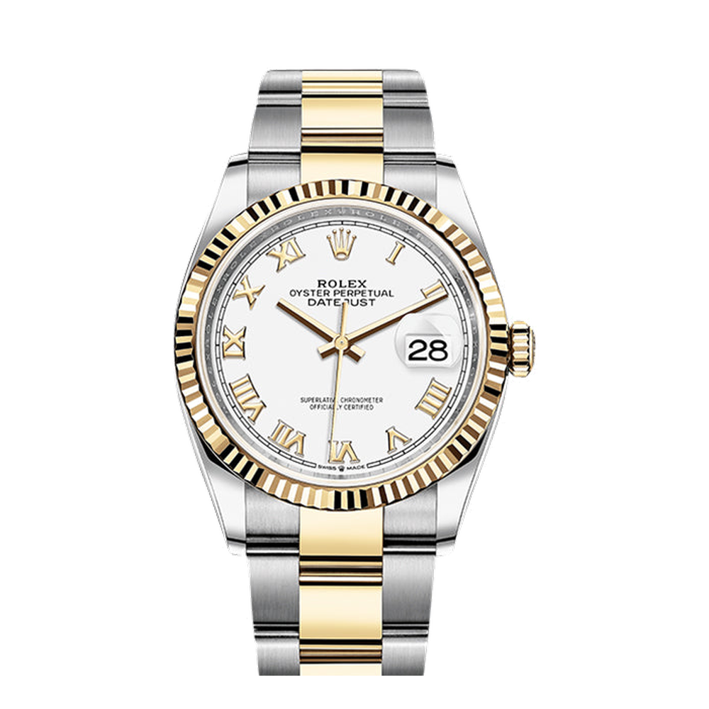 Rolex Datejust 41 Rolesor Yellow Fluted / Oyster / White