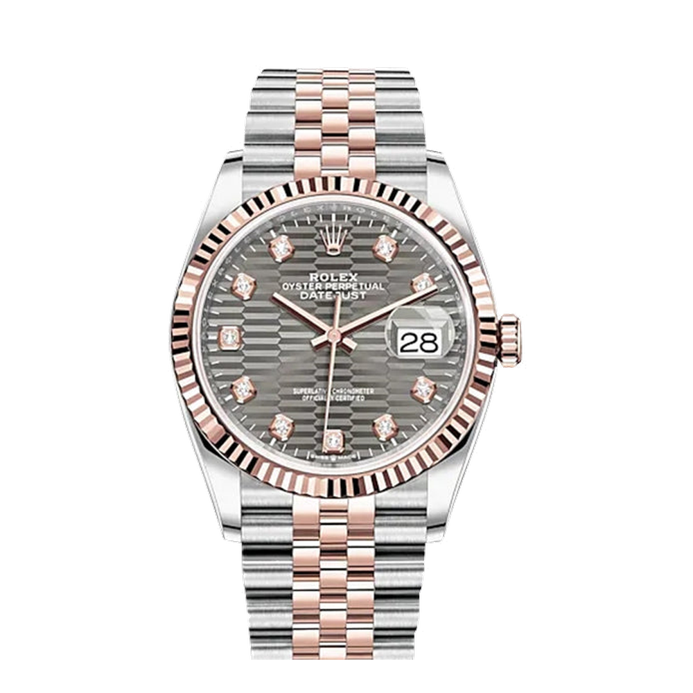 Rolex Datejust 36 Stainless Steel / Everose / Fluted / Slate - Fluted - Diamond / Jubilee