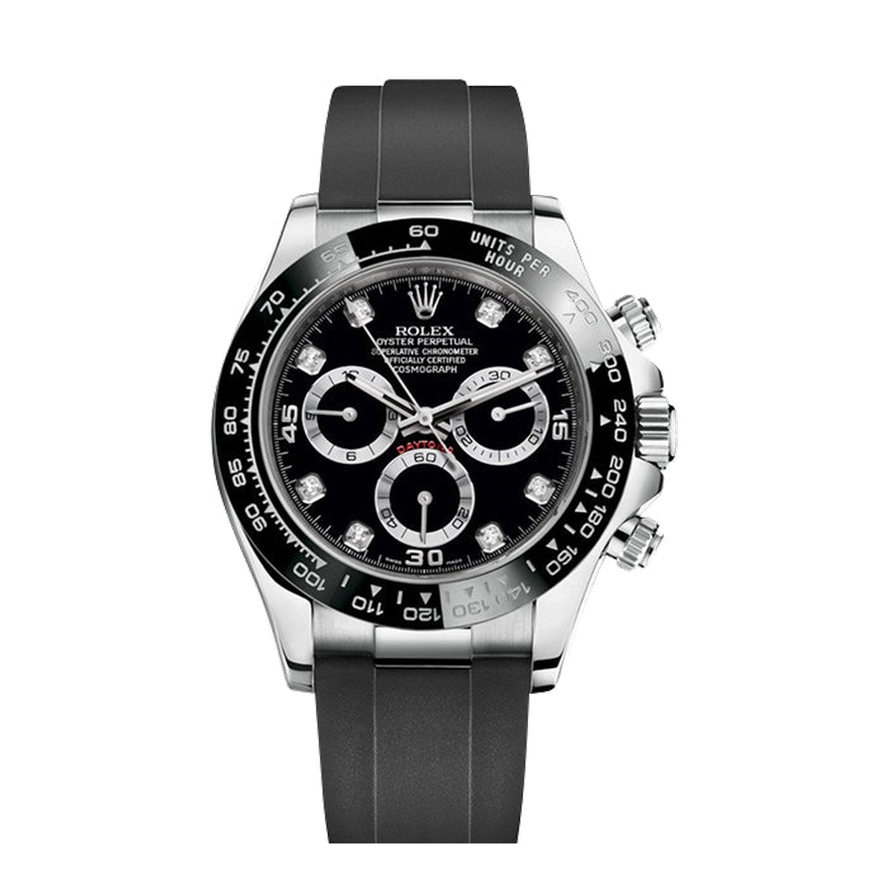 Rolex Cosmograph Daytona White Gold / Cerachrom / Black - Diamond / Oysterflex Black Dial Straps