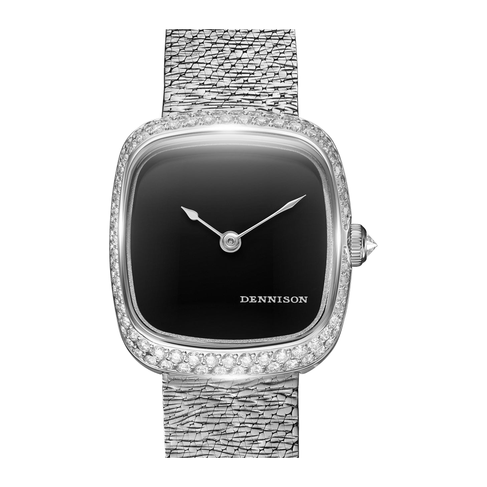 Dennison Mini Black Onyx Diamonds Black Dial Straps