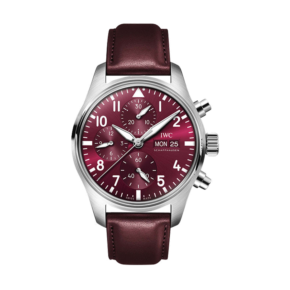 IWC Pilot's Watch Chronograph 41 Stainless Steel / Burgundy / Chinese New Year Red Dial Straps