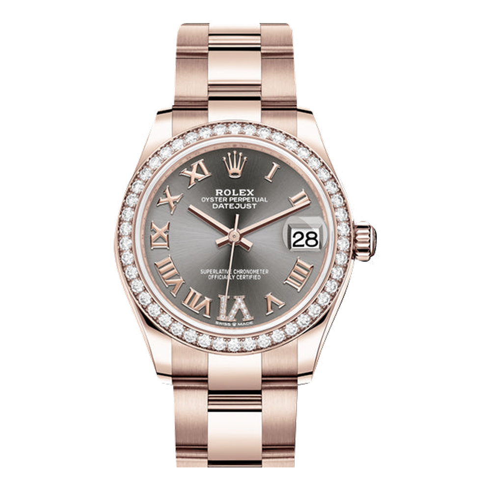 Rolex Datejust 31 Rose Gold / Diamond / Grey - Roman / Oyster
