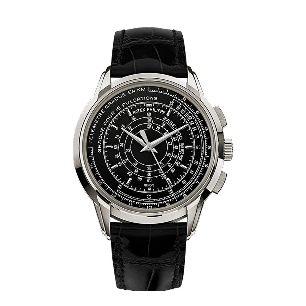 Patek Philippe Multi-Scale Chronograph 5975 Platinum / 175th Anniversary Black Dial Straps
