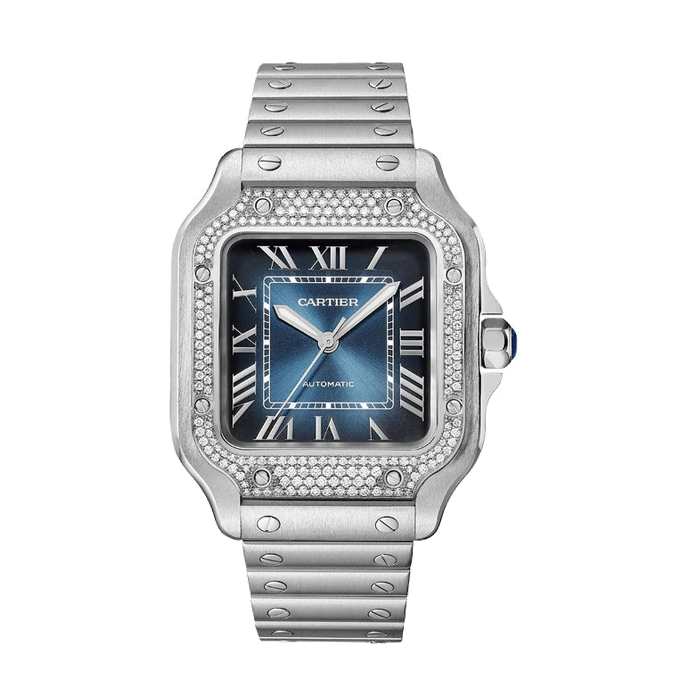 Cartier Santos de Cartier Medium Blue/Navy Dial Straps