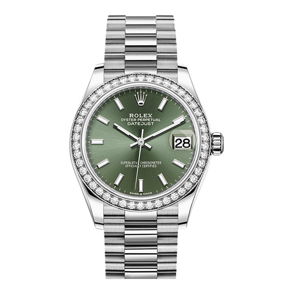 Rolex Datejust 31 White Gold Diamond / Green