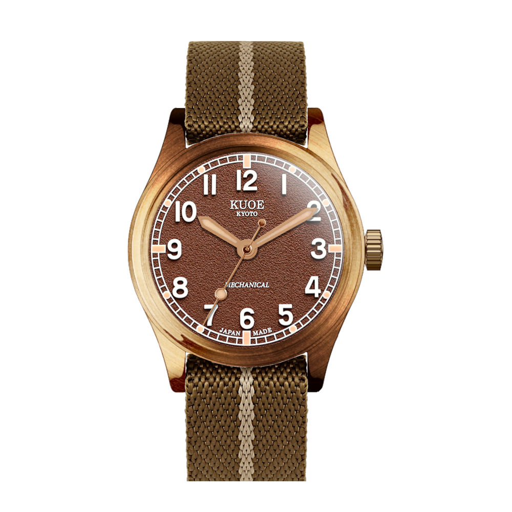 Kuoe Kyoto 90-002 Brown dial / Bronze case / 38 mm Brown Dial Straps