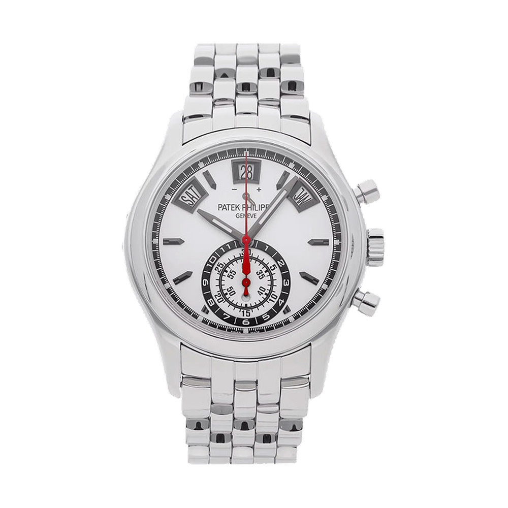 Patek Philippe Annual Calendar Chronograph 5960 Stainless Steel / Silver White Dial Straps