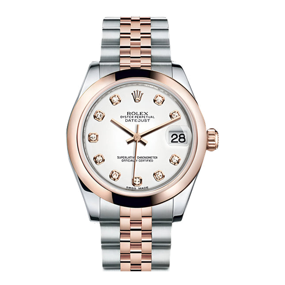 Rolex Datejust 31 Rolesor Everose Domed / Jubilee / White Diamonds