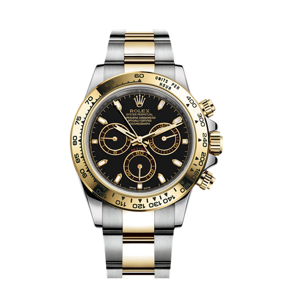 Rolex Cosmograph Daytona Stainless Steel / Yellow Gold / Black Black Dial Straps