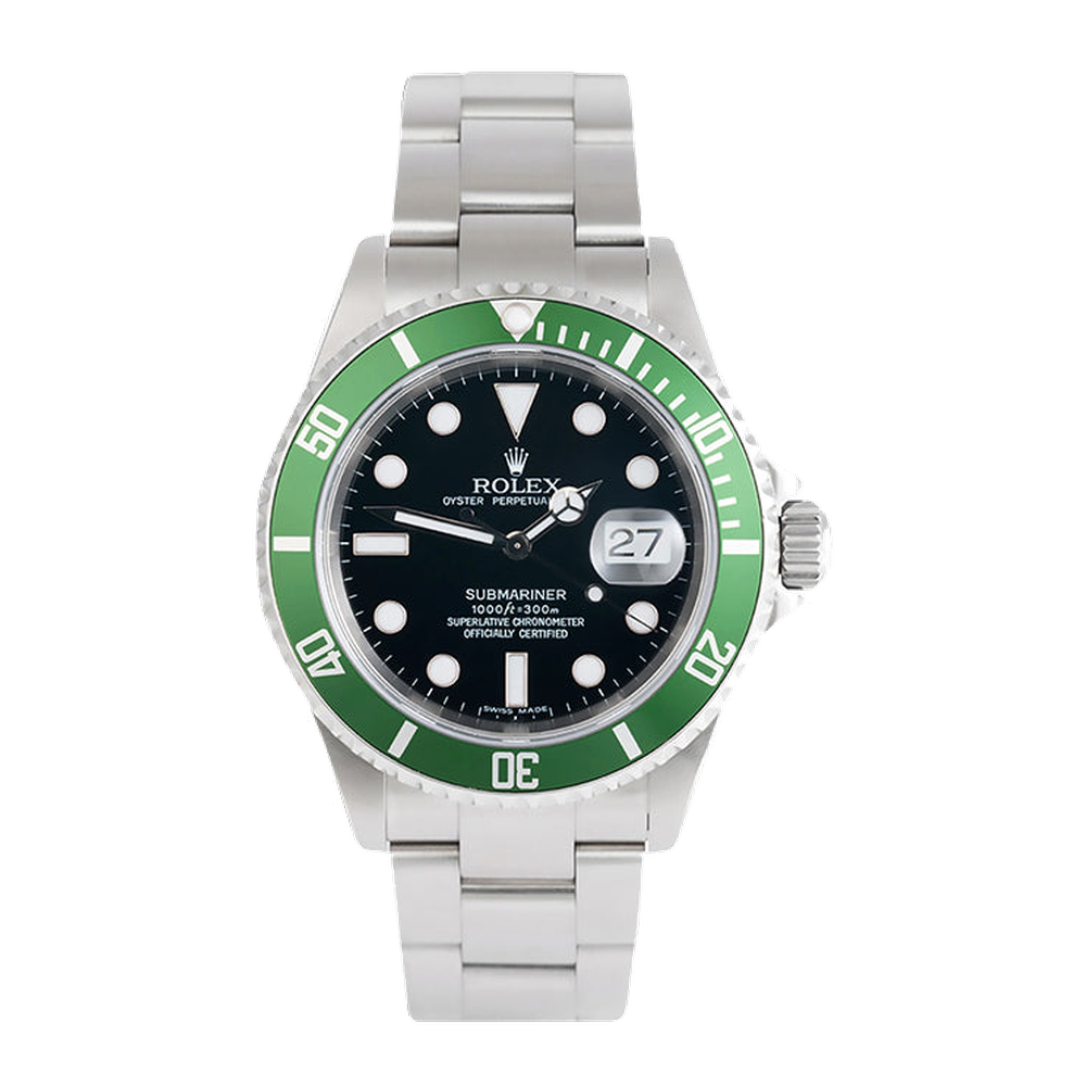 Rolex Submariner Date 16610 LV Mark 6 Black Dial Straps
