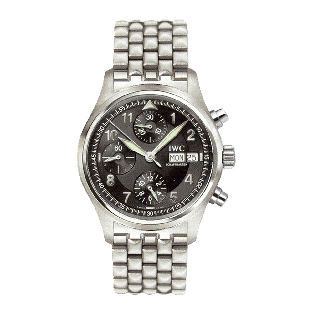 IWC Pilot's Watch Spitfire Chronograph Stainless Steel / Black / Italian / Bracelet