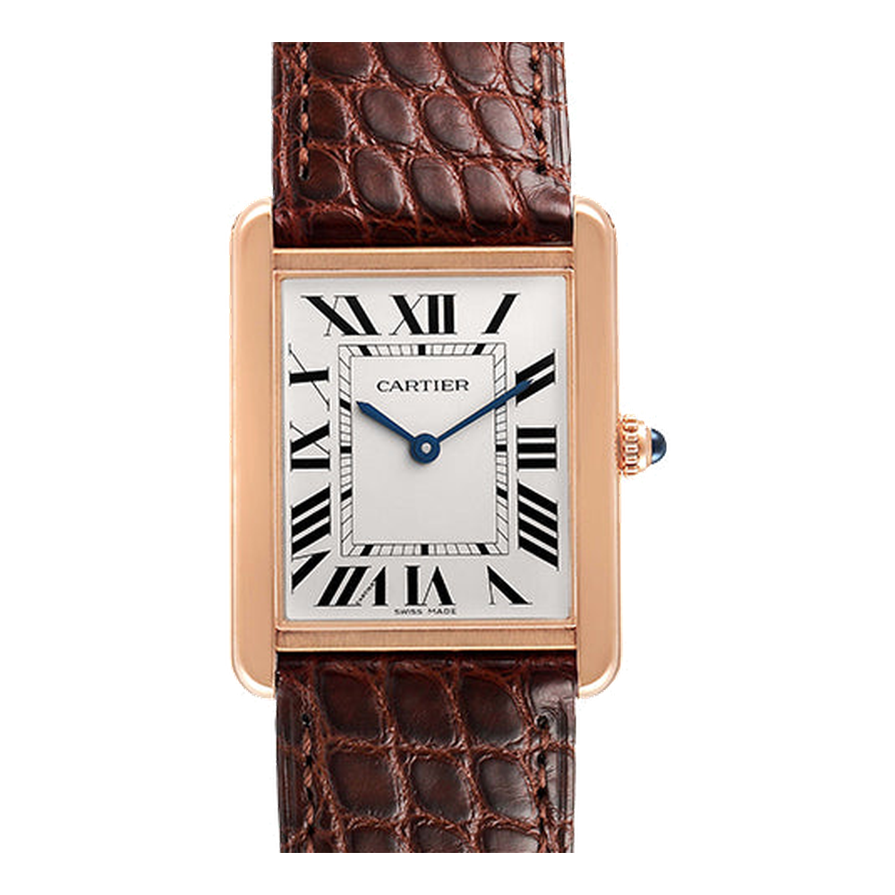 Cartier Tank Solo Rose Gold Steel Brown Strap Large