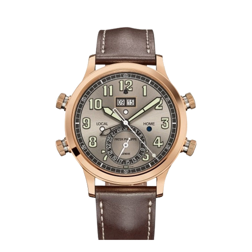 Patek Philippe Calatrava Pilot Travel Time Alarm 5520 Rose Gold / Grey