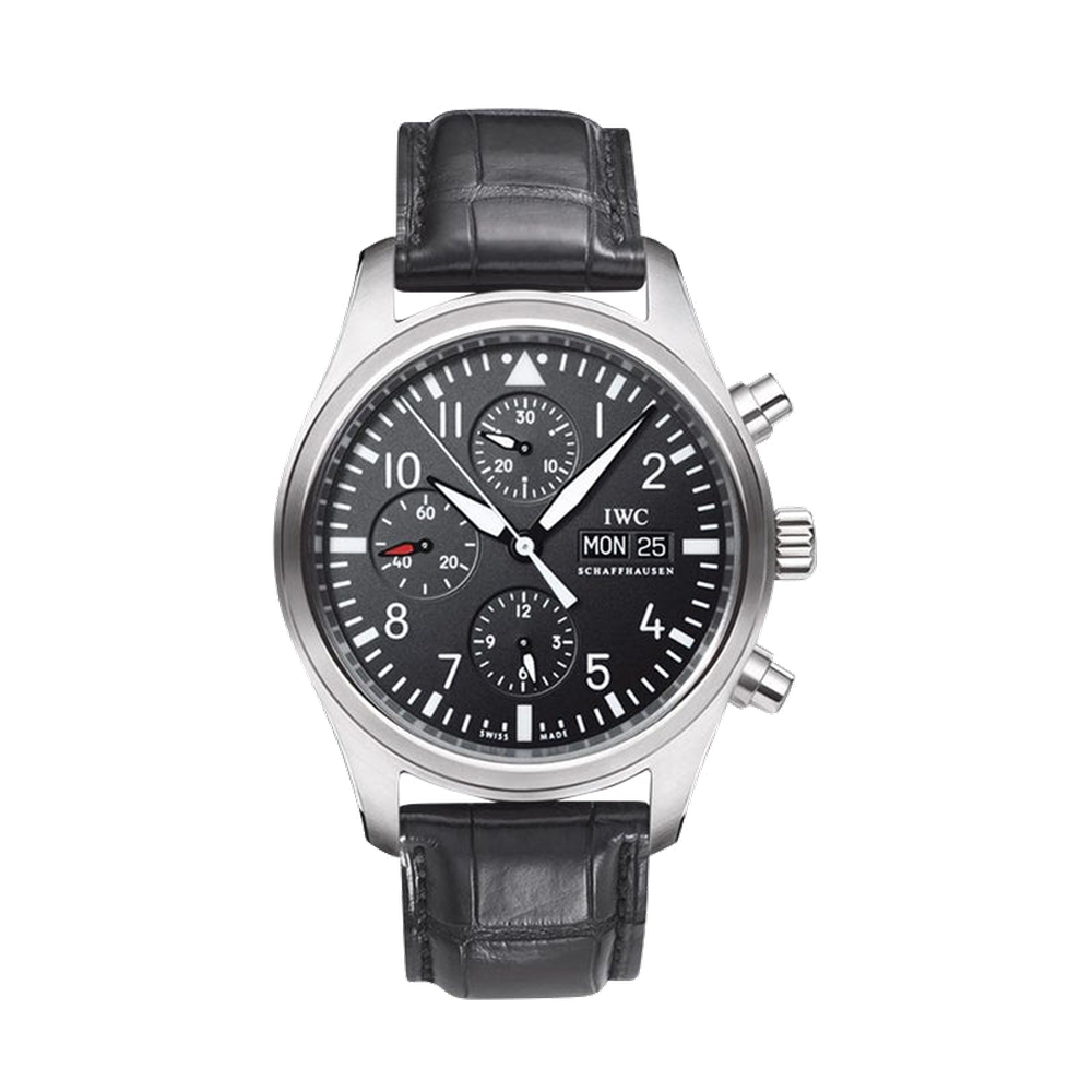IWC Pilot's Watch Chronograph Stainless Steel / Black / Strap