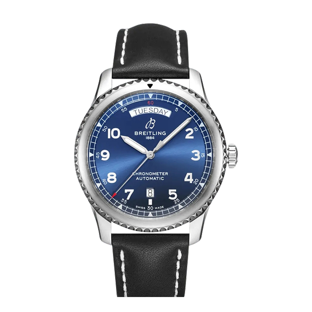 Breitling Automatic Day & Date 41 Stainless Steel / Blue / Black Calf / Folding