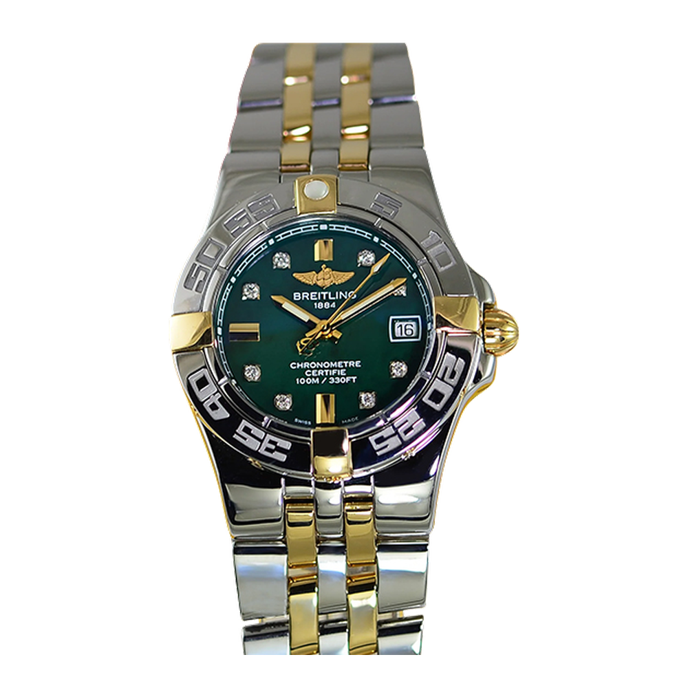 Breitling Two Tone Green / Diamond