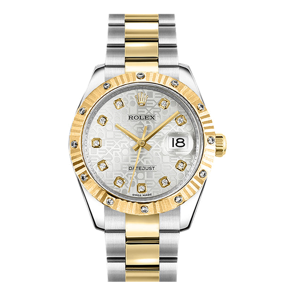 Rolex Datejust 31 Rolesor Fluted Diamond / Oyster / Silver Computer