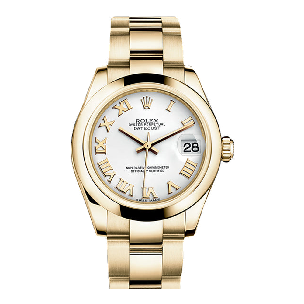 Rolex Datejust 31 Yellow Gold Domed / Oyster / White Roman