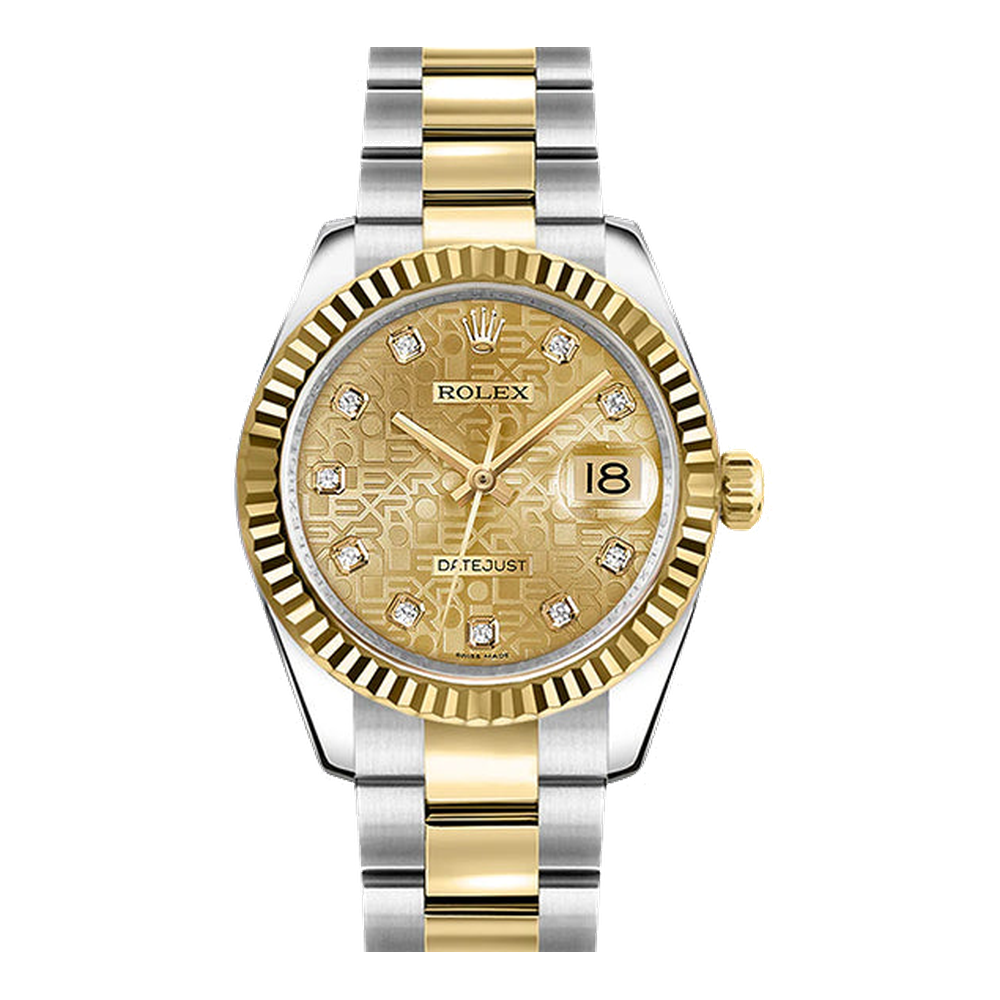 Rolex Datejust 31 Rolesor Yellow Fluted / Oyster / Champagne Computer
