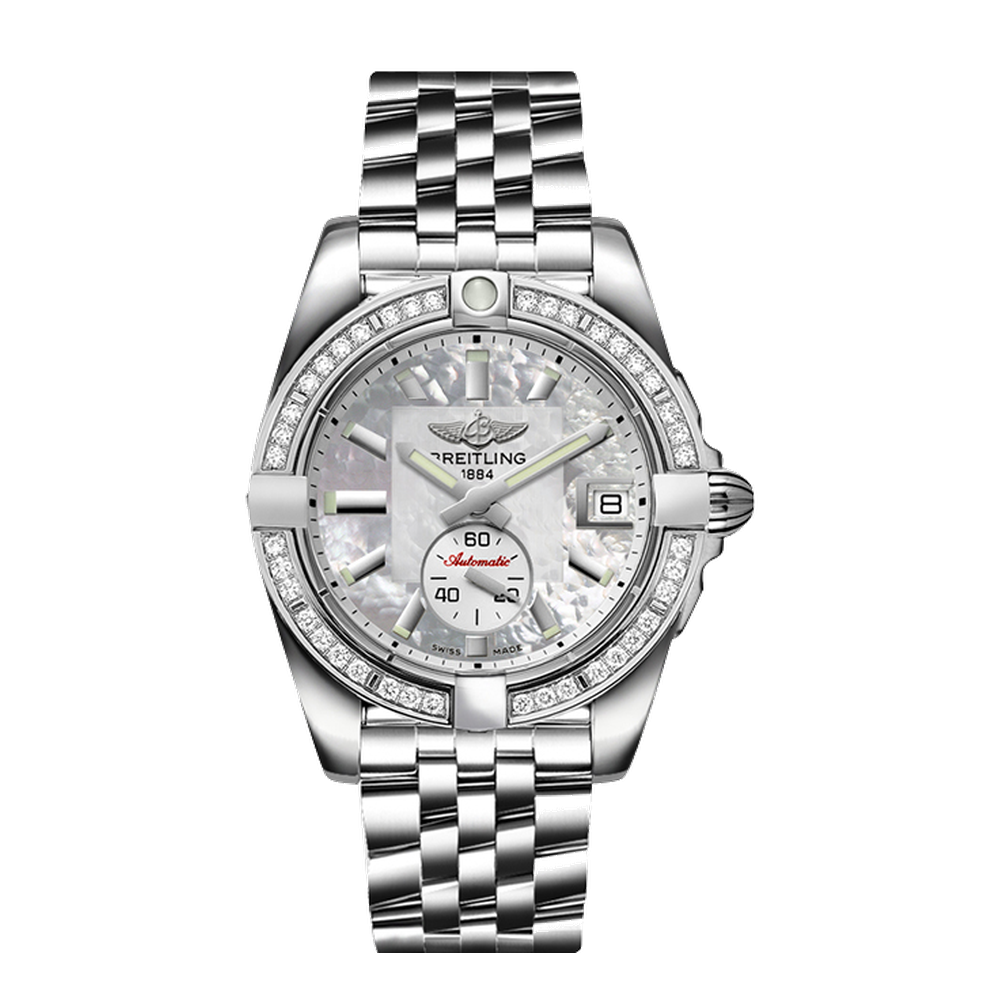 Breitling Automatic Stainless Steel / Diamond / Pearl Grey Dial Straps