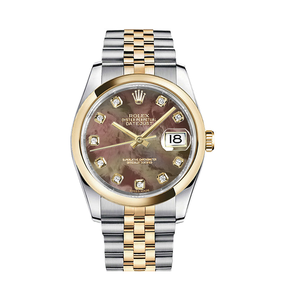 Rolex Datejust 36 Rolesor Yellow Domed / Jubilee / Brown MOP