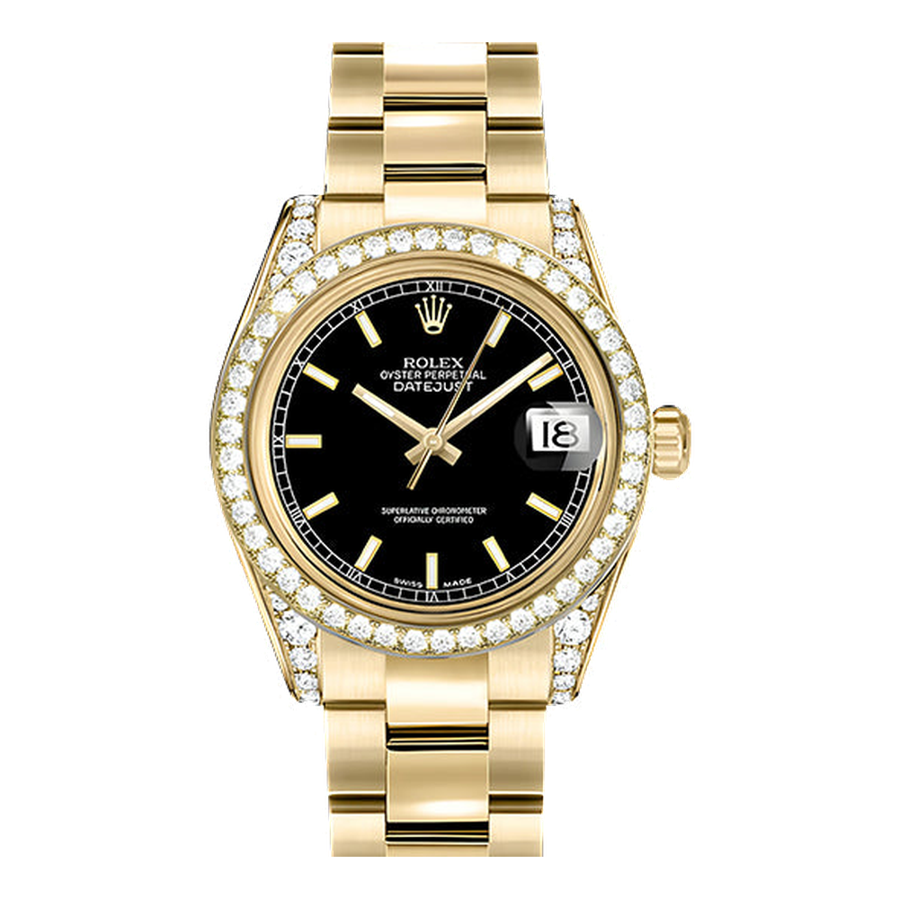 Rolex Datejust 31 Yellow Gold Diamond / Oyster / Black