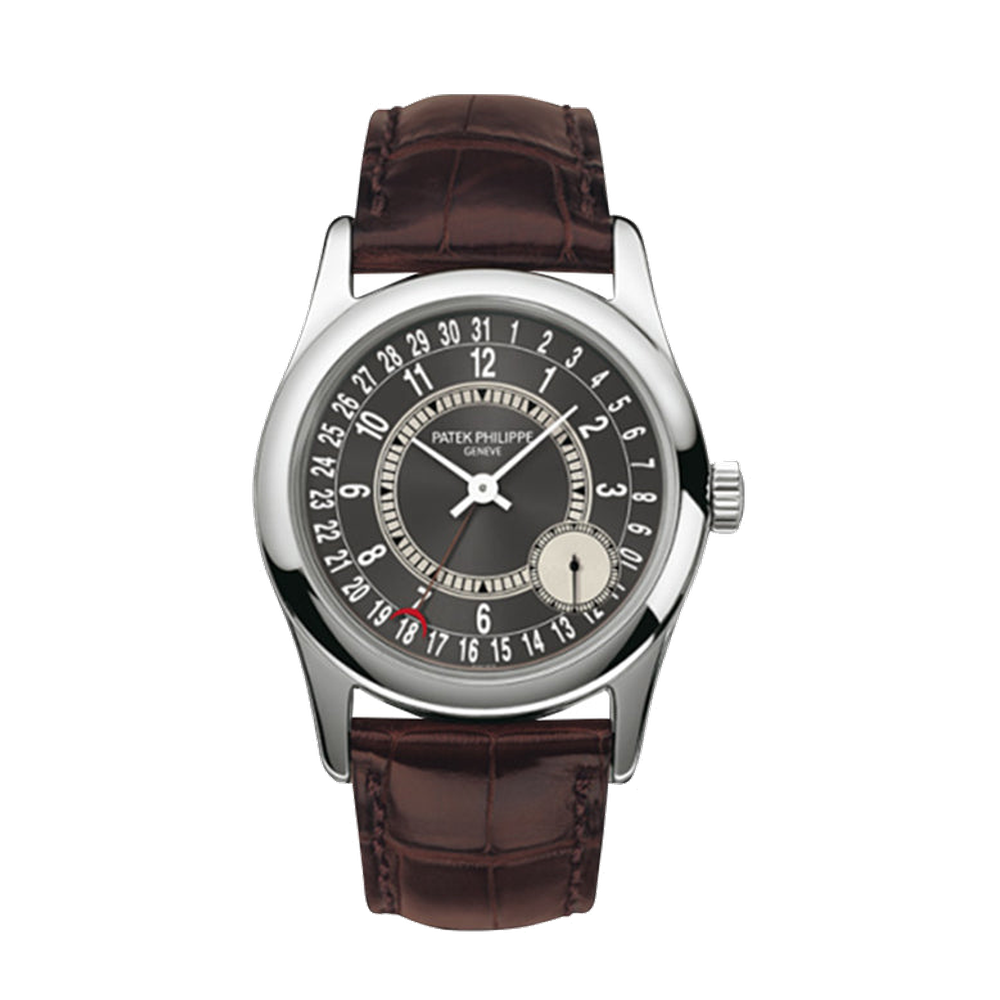Patek Philippe Calatrava 6000 White Gold/Grey Black Dial Straps