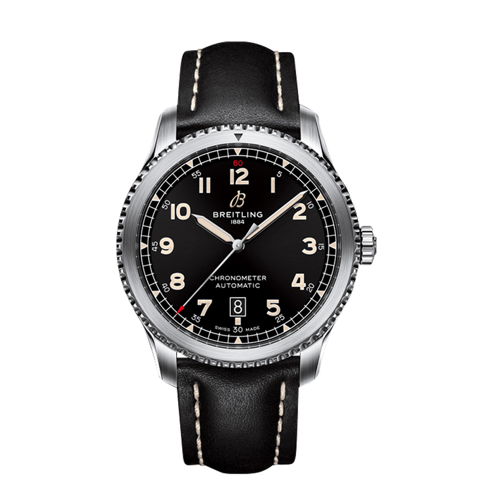 Breitling Automatic 41 Stainless Steel / Black / Calf / Pin