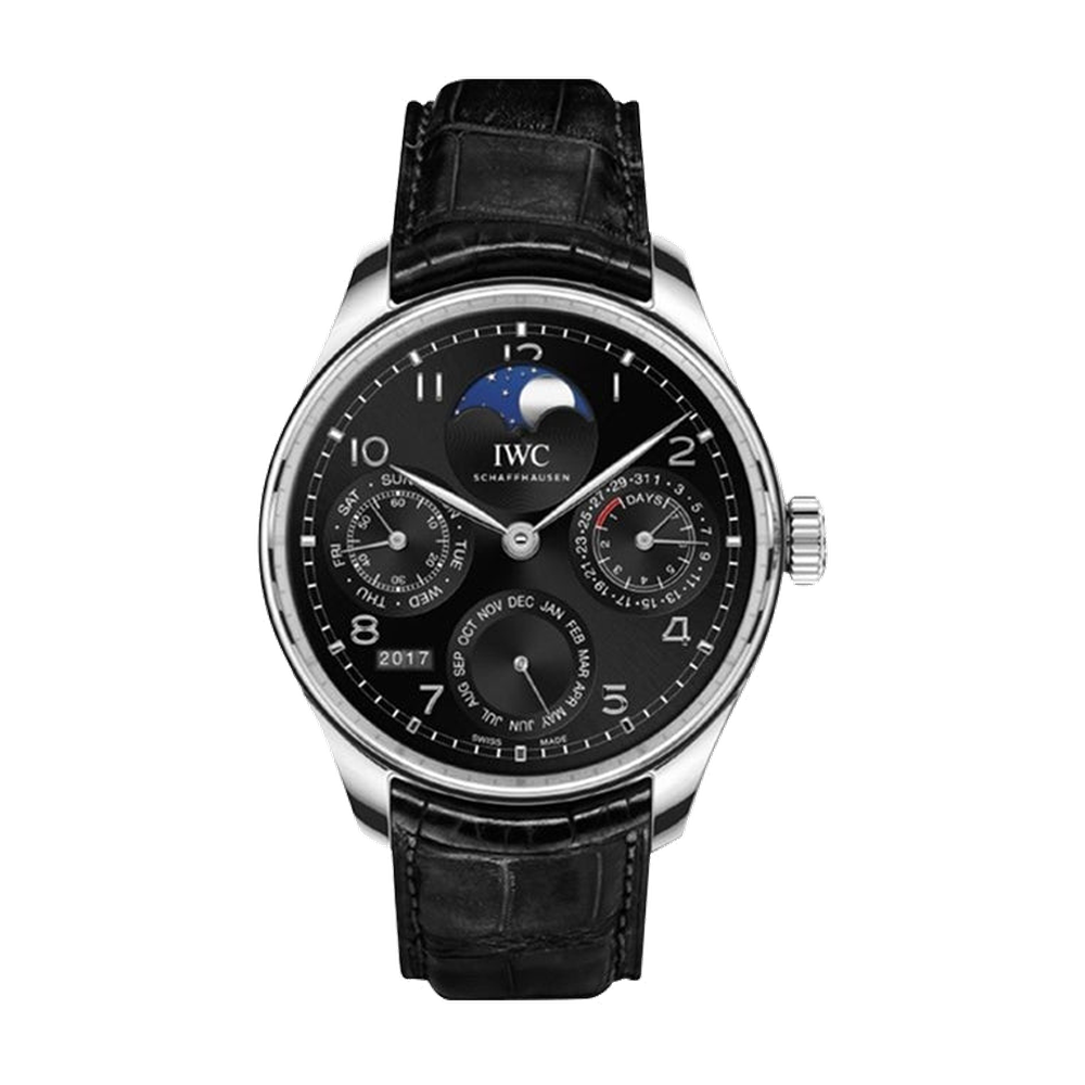 IWC Portugieser Perpetual Calendar Single Moon Platinum / Black