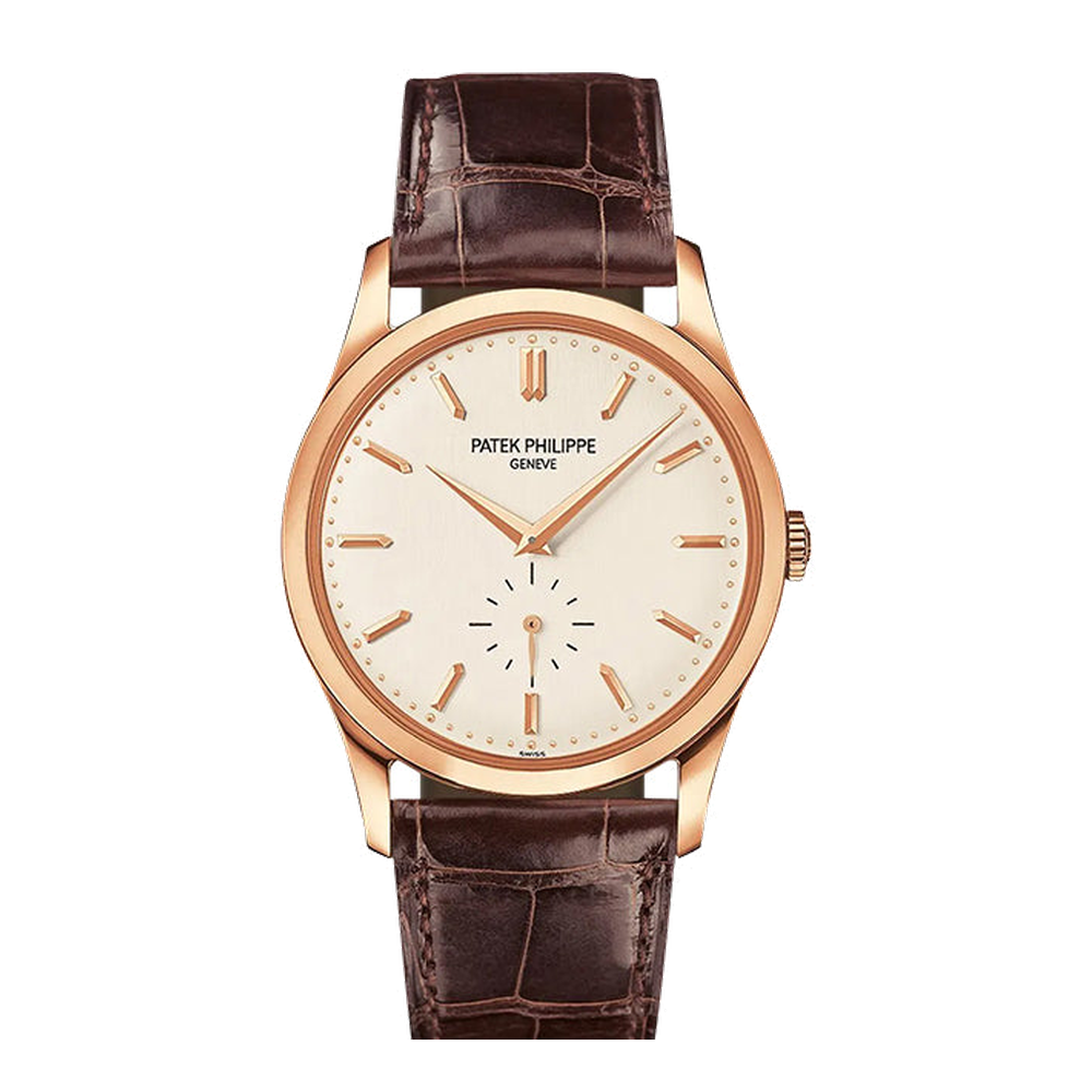 Patek Philippe Calatrava 5196 Rose Gold/Silver Natural / Cream Dial Straps