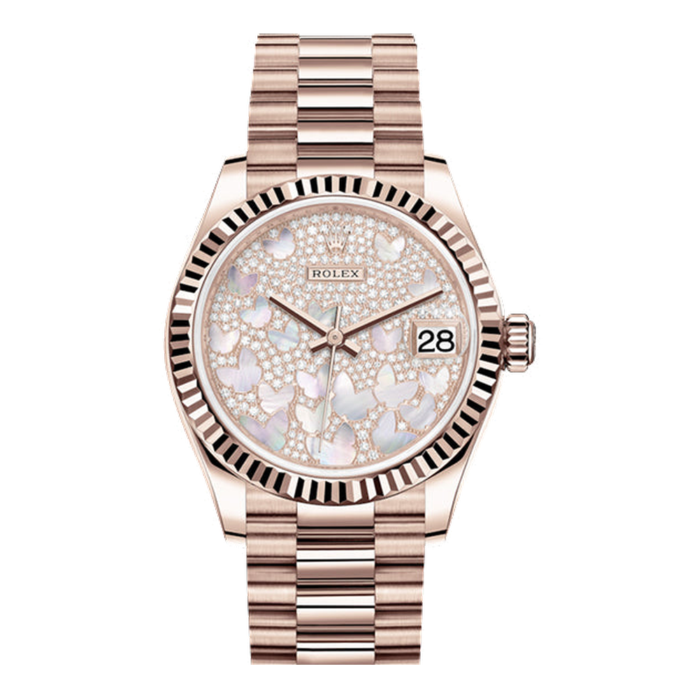 Rolex Datejust 31 Rose Gold / Fluted / Butterfly / President