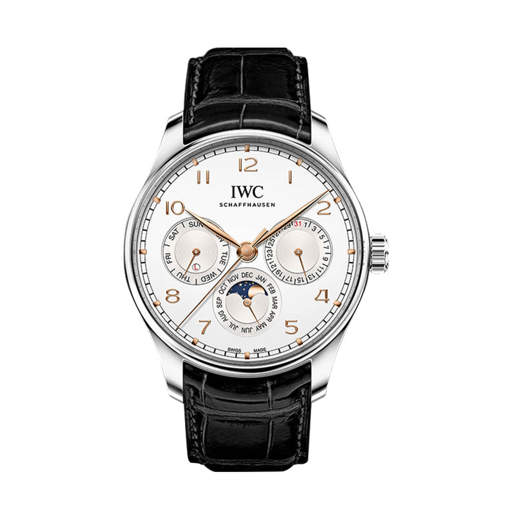 IWC Portugieser Perpetual Calendar 42 Stainless Steel / Silver / Alligator