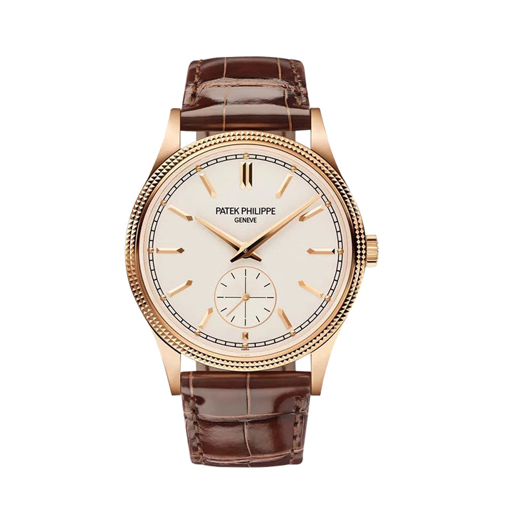 Patek Philippe Calatrava Clous de Paris Rose Gold/Silver Natural / Cream Dial Straps