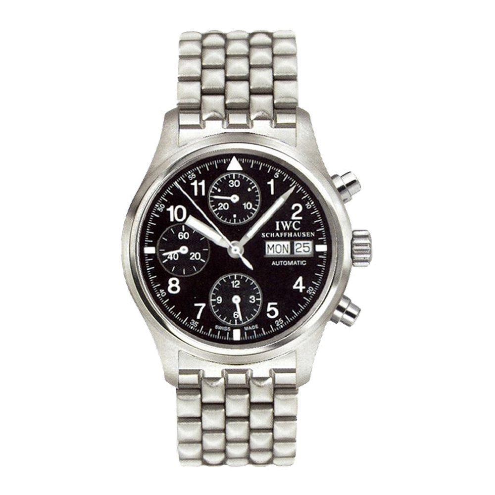 IWC Pilot's Watch Chronograph Stainless Steel / Black / French / Bracelet