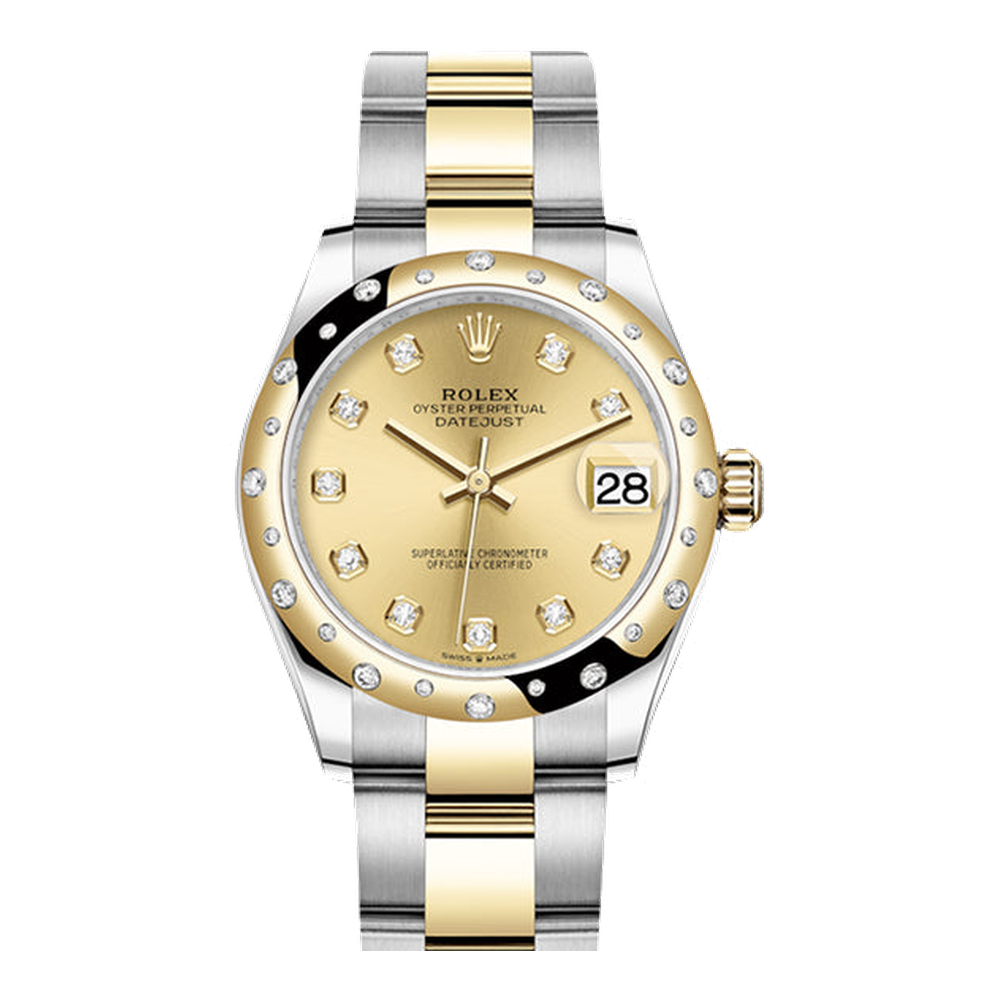 Rolex Datejust 31 Stainless Steel / Yellow Gold / Domed - Diamond / Champagne - Diamond / Oyster