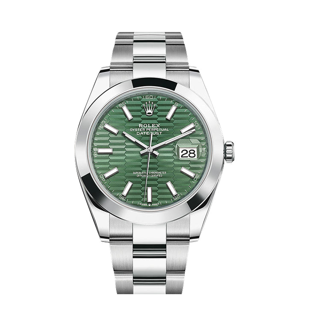 Rolex Datejust 41 Stainless Steel Smooth / Oyster / Green - Fluted Green Dial Straps
