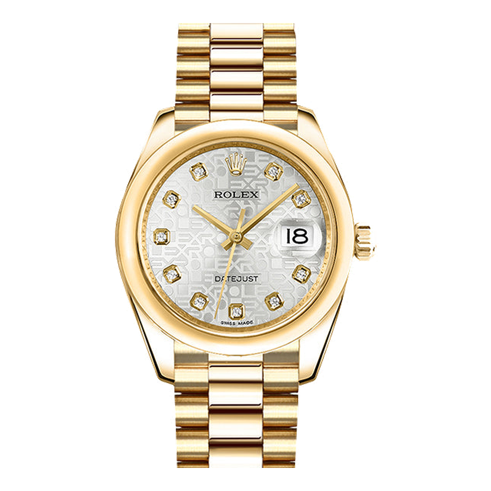 Rolex Datejust 31 Yellow Gold Domed / President / Silver Computer