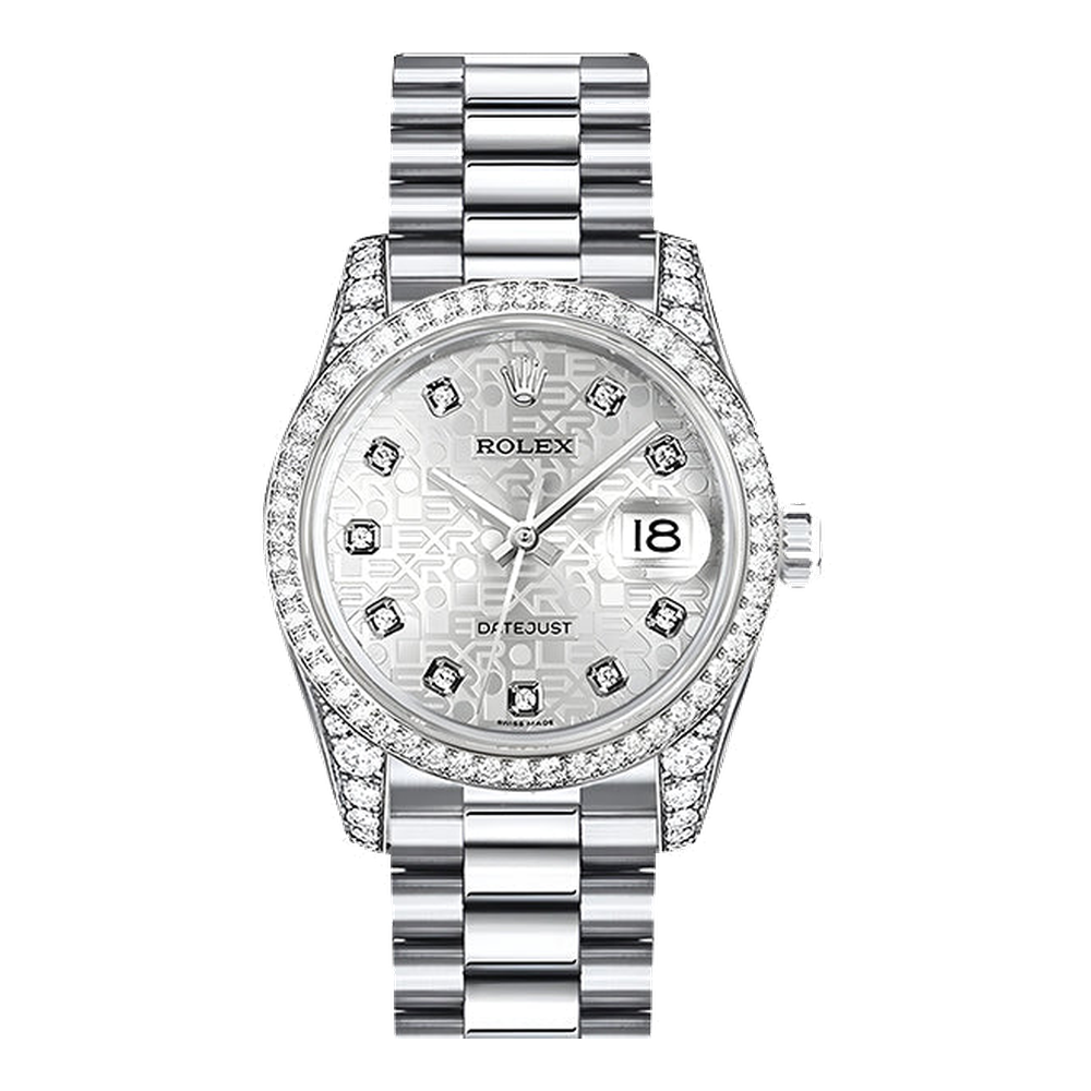 Rolex Datejust 31 White Gold Diamond / President / Silver Computer
