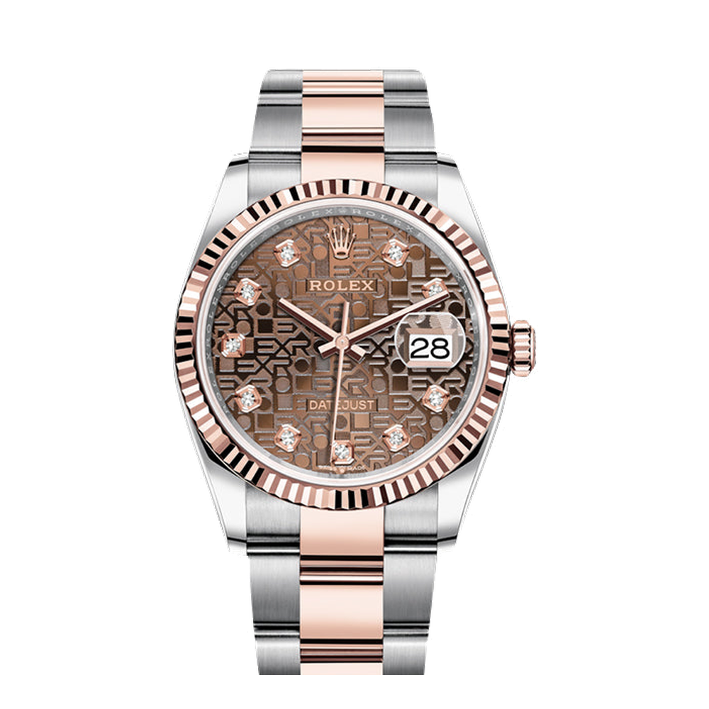 Rolex Datejust 36 Stainless Steel / Everose / Fluted / Chocolate Computer / Oyster