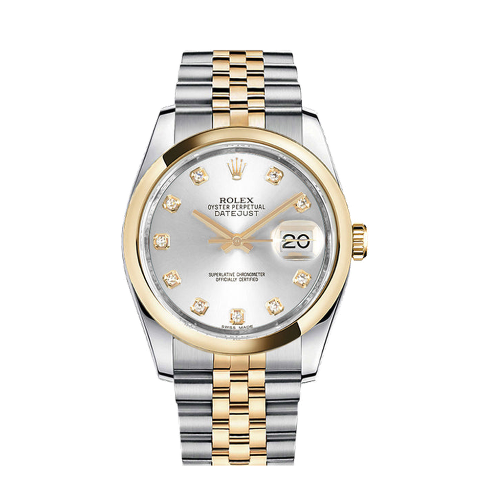 Rolex Datejust 36 Rolesor Yellow Domed / Jubilee / Silver Diamonds