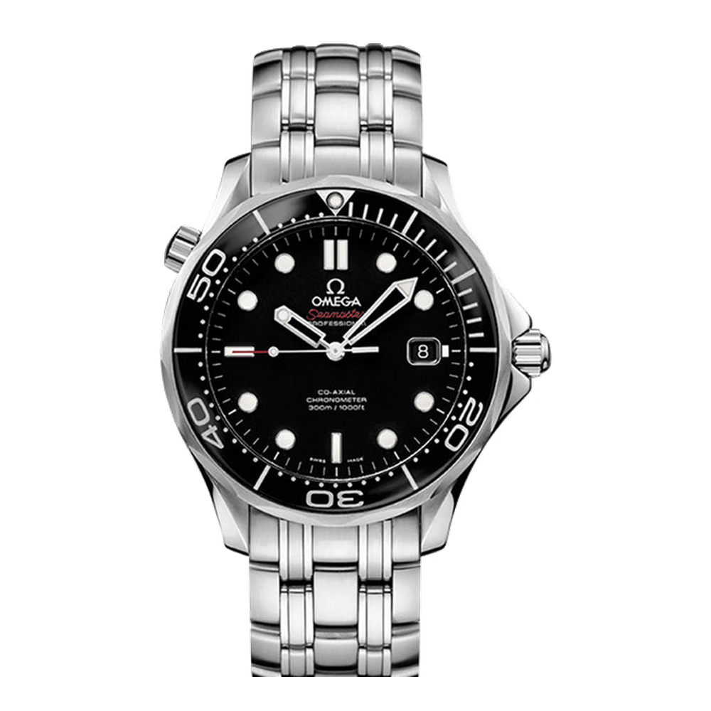 Omega Diver 300M Co-Axial 41 Stainless Steel / Black / Bracelet / Ceramic Black Dial Straps