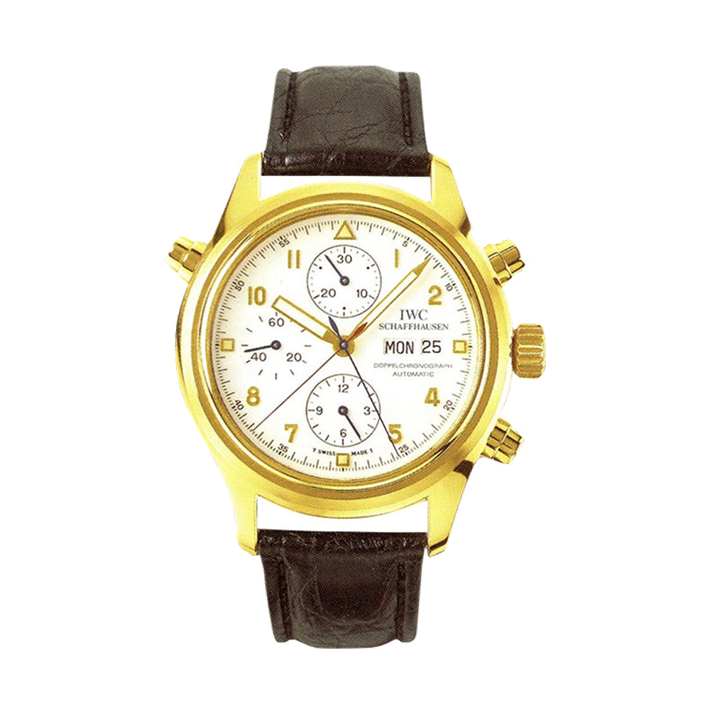 IWC Pilot's Watch Doppelchronograph Yellow Gold / White / Italian / Strap