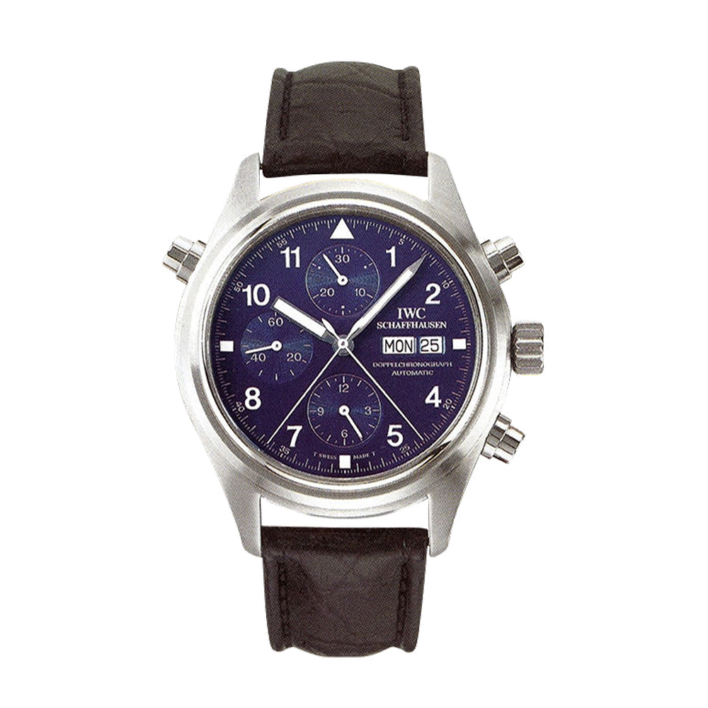 IWC Pilot's Watch Doppelchronograph Platinum / Blue / Italian / Strap