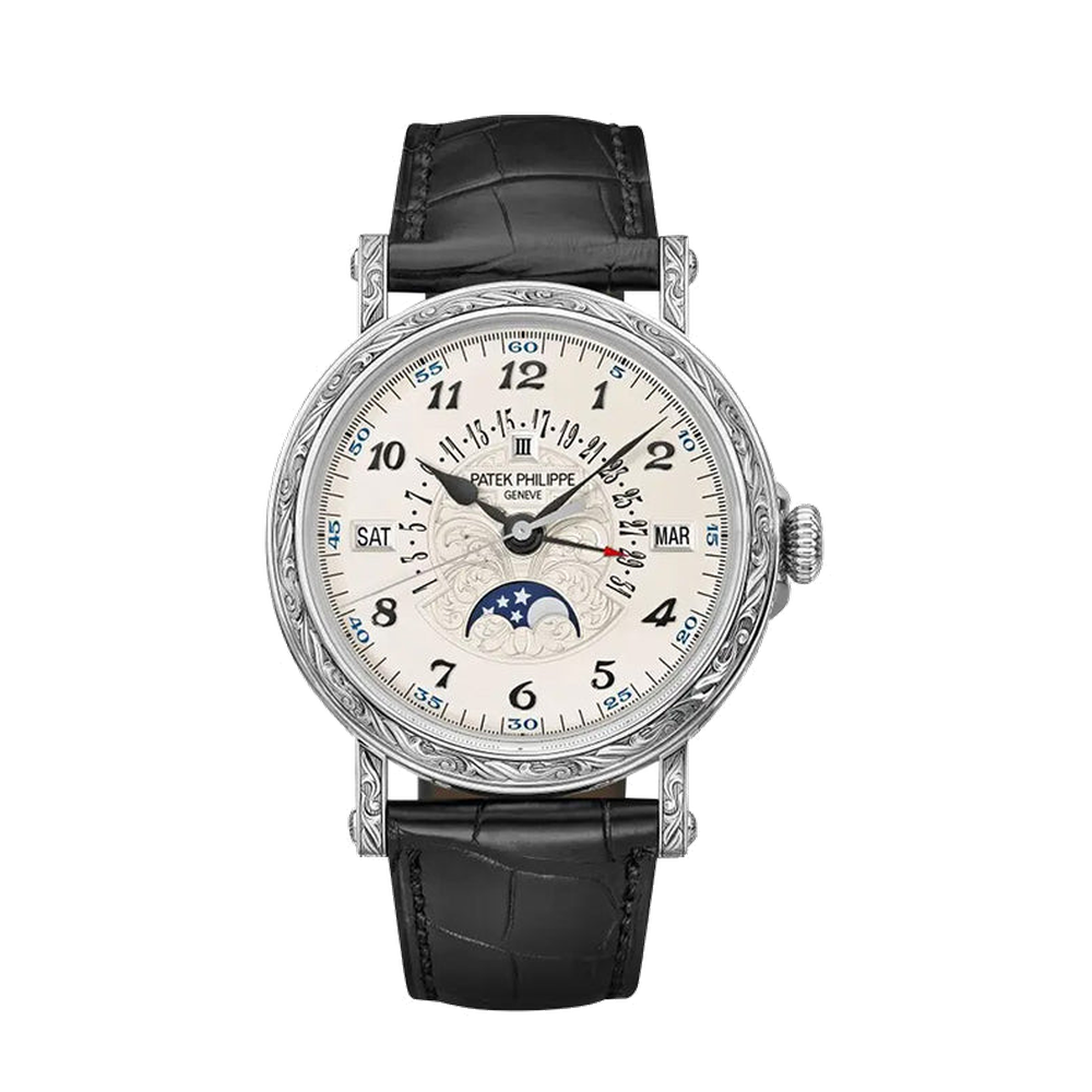 Patek Philippe Perpetual Calendar 5160 White Gold / Silver Natural / Cream Dial Straps