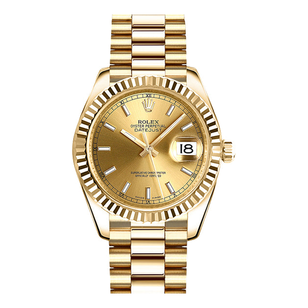 Rolex Datejust 31 Yellow Gold Fluted / President / Champagne