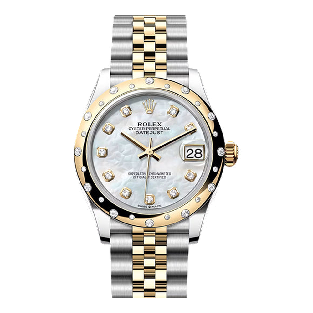 Rolex Datejust 31 Stainless Steel / Yellow Gold / Domed - Diamond / MOP / Oyster