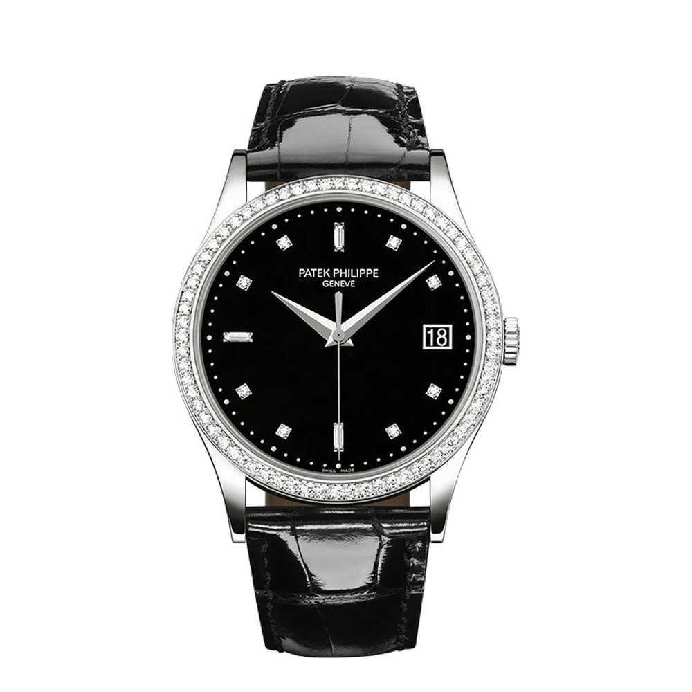 Patek Philippe Calatrava 5297 White Gold/Black Black Dial Straps