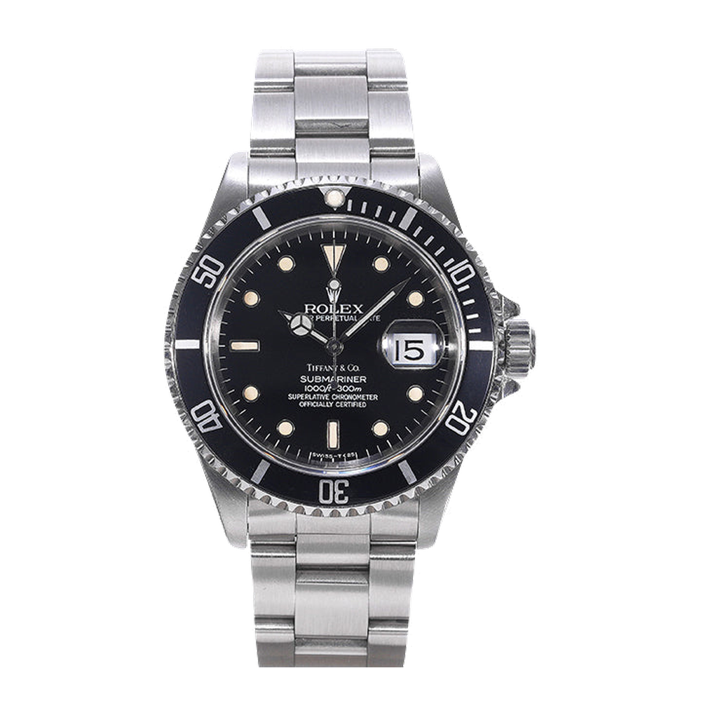 Rolex Submariner Date 16610 Tritium Tiffany Black Dial Straps