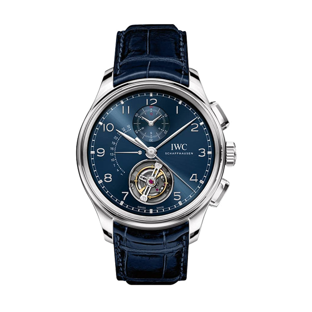 IWC Portugieser Tourbillon Rétrograde Chronograph Platinum / Blue