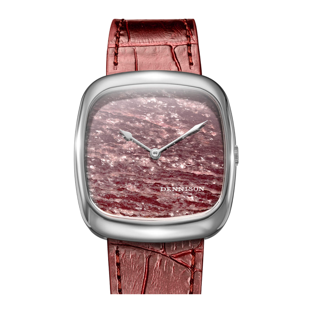 Dennison Natural Rubellite Stone In Steel Pink/Salmon Dial Straps